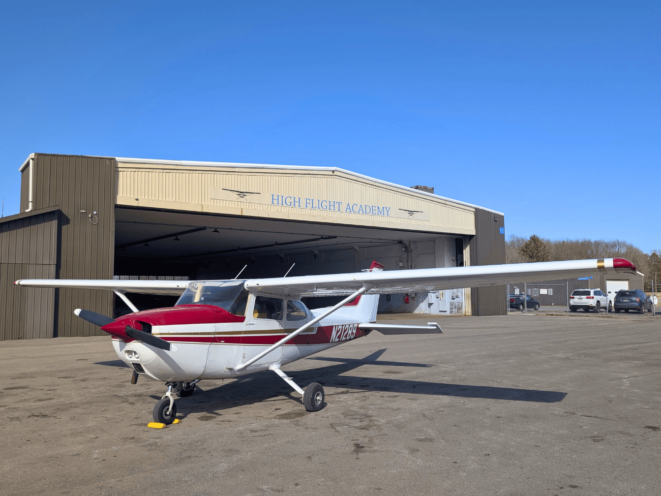 Image of High Flight Academy's newest addition to their growing fleet: a Cessna 172M N21289. March 2026.